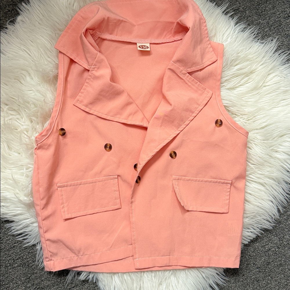 Pink Sleeveless Vest with Button Details